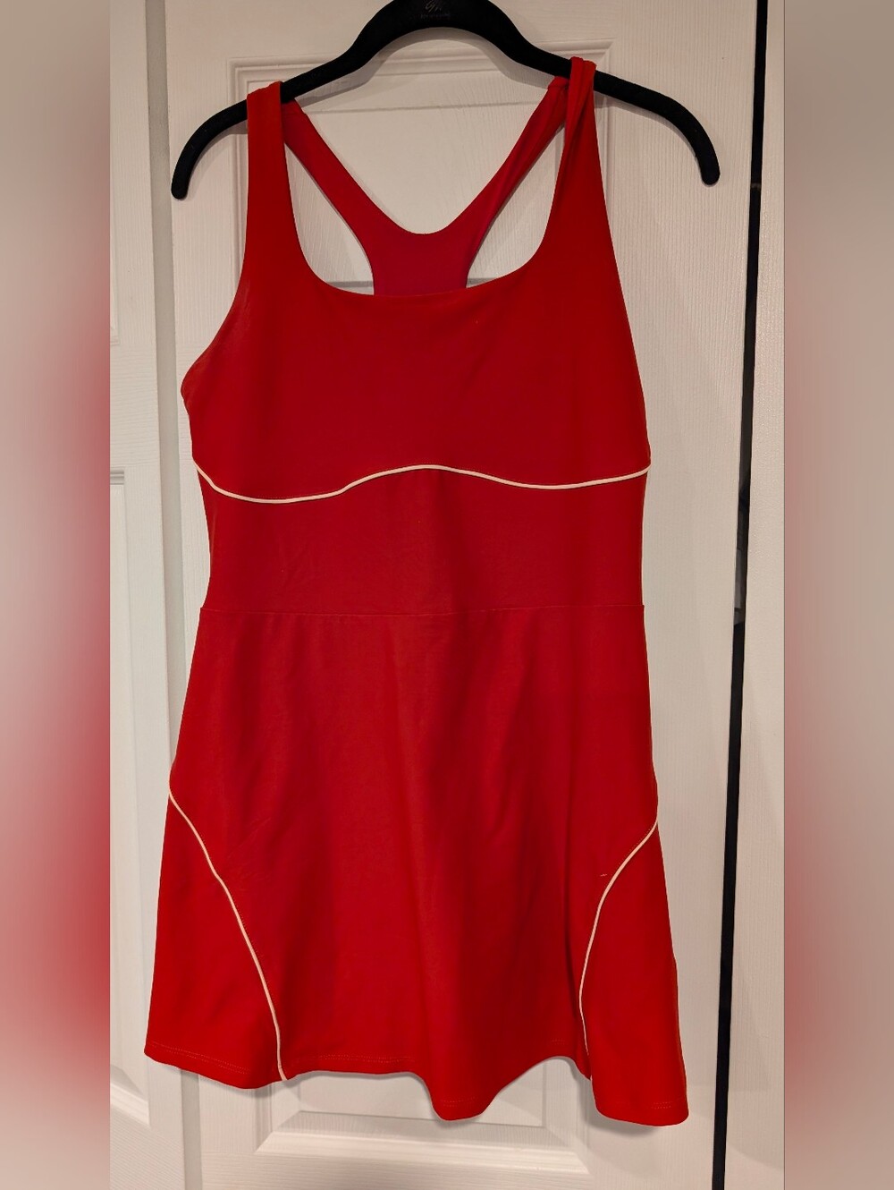 Red Racerback Athletic Dress with Contrast Piping